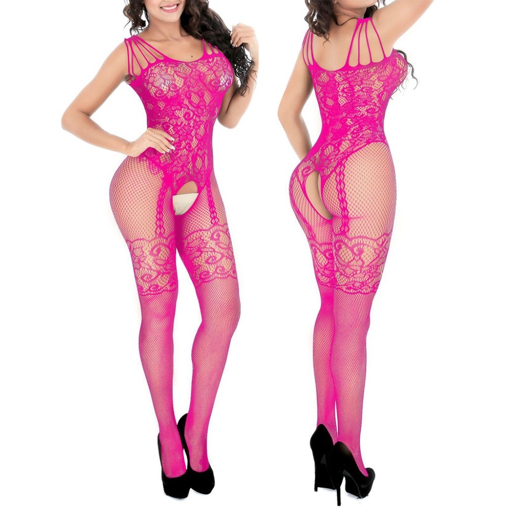COPY - HOT PINK  Open crotch Fishnet Body stocking. One Size fits most